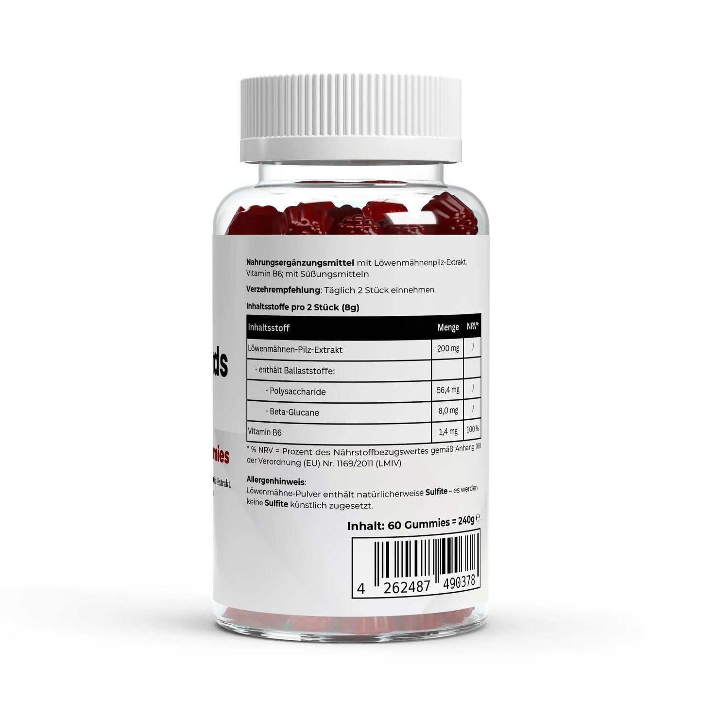 Löwenmähne + Vitamin-B6-Gummis - 60 Stk. ChanceToBrand