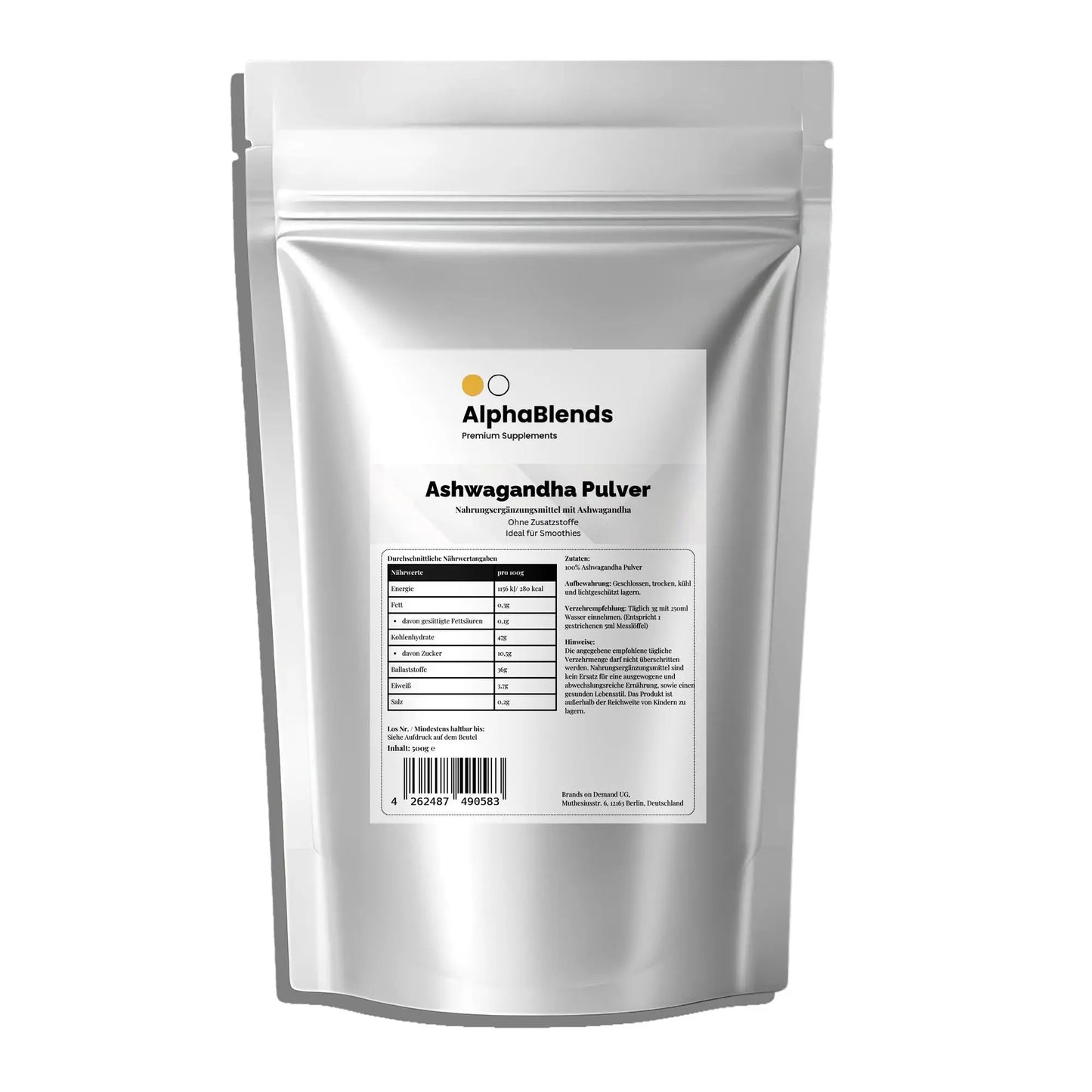 Ashwagandha Pulver - 500g Doypack ChanceToBrand