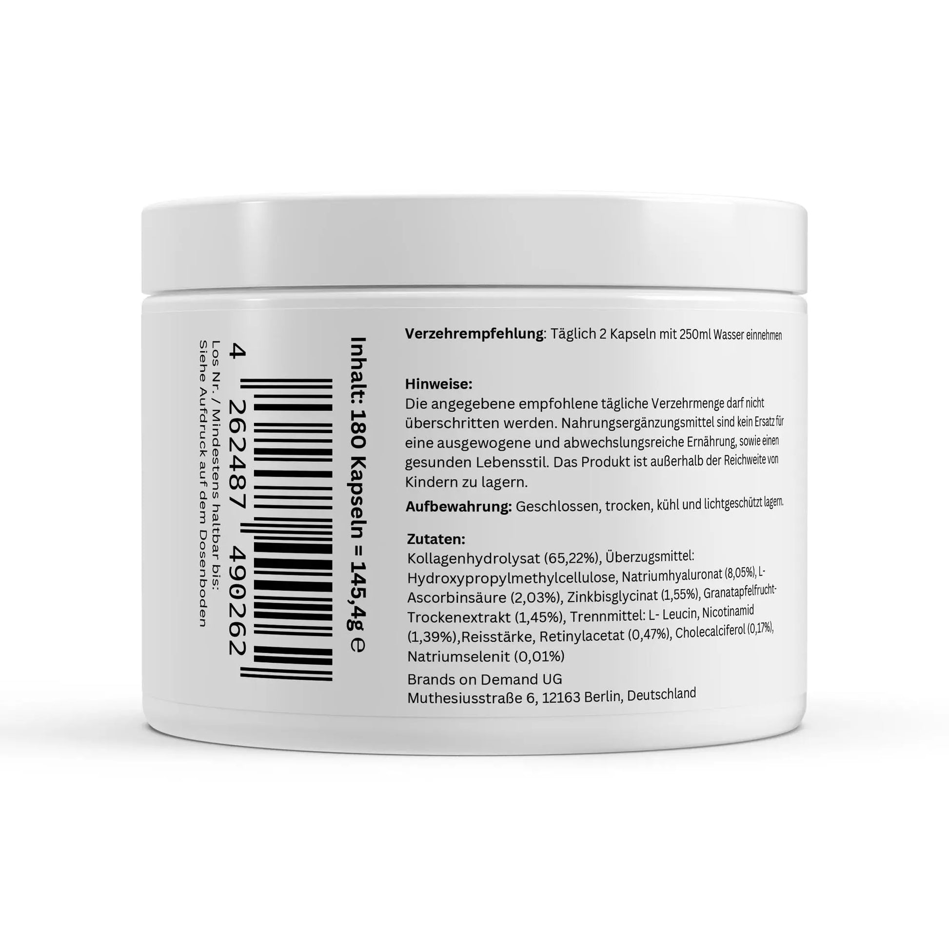 Kollagenhydrolysat PLUS Haut Haare Nägel - 180 Kapseln ChanceToBrand