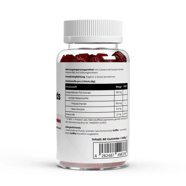 Löwenmähne + Vitamin-B6-Gummis - 60 Stk.