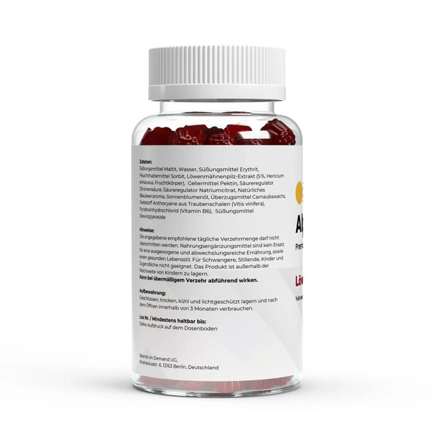 Löwenmähne + Vitamin-B6-Gummis - 60 Stk.